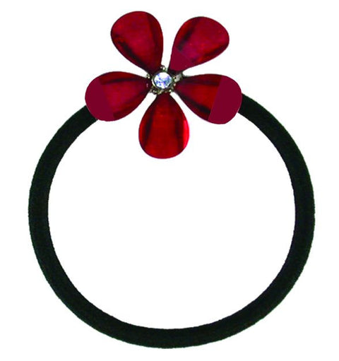Crystal Flower Pony Elastics Garnet