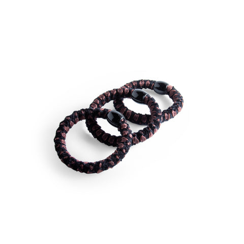 Woven Ribbon Pony Elastics - 3pk