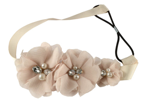 3 Flowers Gem Pearls Headband