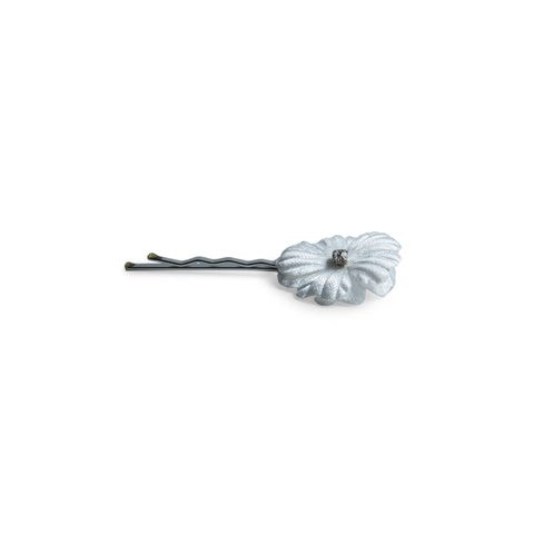 Silk Flower Bob Pins - White Gem